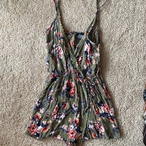 Floral green romper